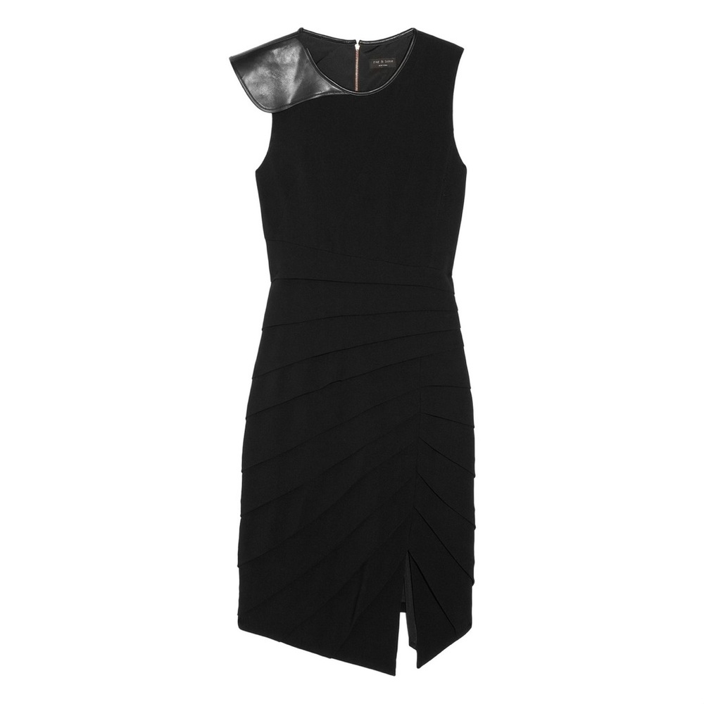 Rag & Bone Black Origami Leather-Detailed Crepe Dress